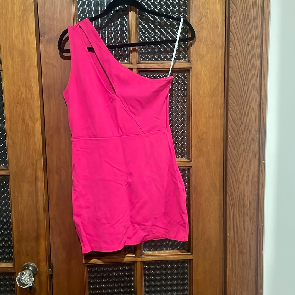 Lulus Hot Pink One Shoulder Bodycon Dress